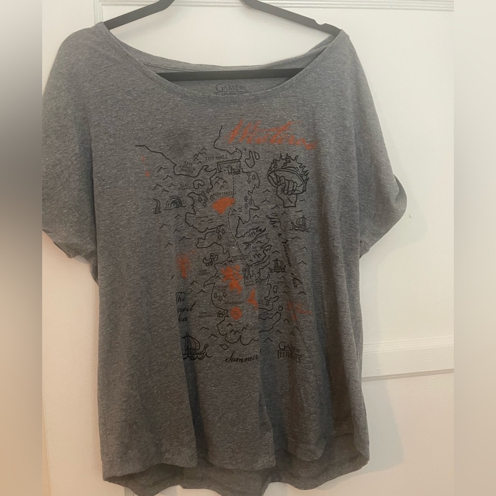 Game of Thrones Westeros Map Gray T-Shirt